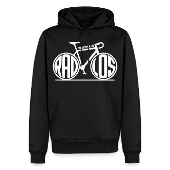 Lustige Fahrrad Sprüche - Niemals radlos - Männer Premium Bio Hoodie - Schwarz - Vorne - Nico (187cm)