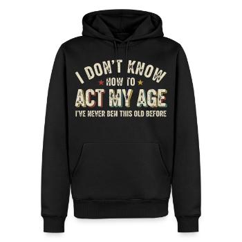 Humour Anniversaire Jeunesse Éternelle Rétro - Sweat à capuche Premium bio Homme - noir - Devant - Nico (187cm)