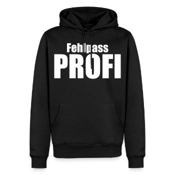 Fehlpass PROFI - Männer Premium Bio Hoodie - Schwarz - Vorne - Nico (187cm)