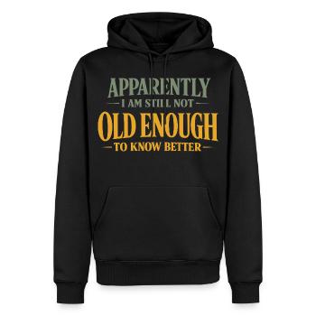 C’est drôle de dire que la typographie vintage est assez ancienne - Sweat à capuche Premium bio Homme - noir - Devant - Nico (187cm)