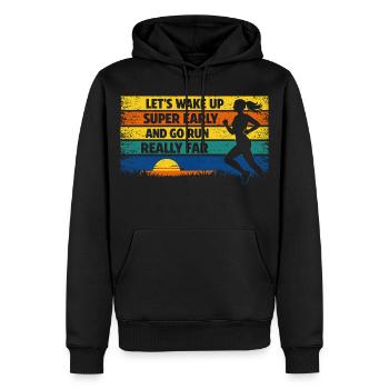 Laufen Joggen Lustiger Spruch Sonnenaufgang Retro  - Männer Premium Bio Hoodie - Schwarz - Vorne - Nico (187cm)