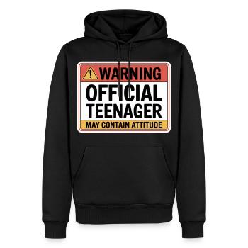 Adolescent officiel - Sweat à capuche Premium bio Homme - noir - Devant - Nico (187cm)