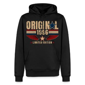 Cadeau de 30e anniversaire Millésime original 1996 - Sweat à capuche Premium bio Homme - noir - Devant - Nico (187cm)
