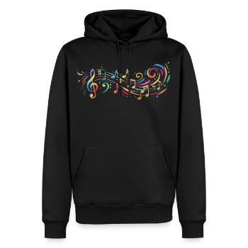 Musique Musicien Musique Musique Notes Gravures de peinture - Sweat à capuche Premium bio Homme - noir - Devant - Nico (187cm)