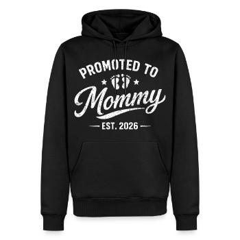 Promue Mommy Est 2026 – Annonce de grossesse - Sweat à capuche Premium bio Homme - noir - Devant - Nico (187cm)