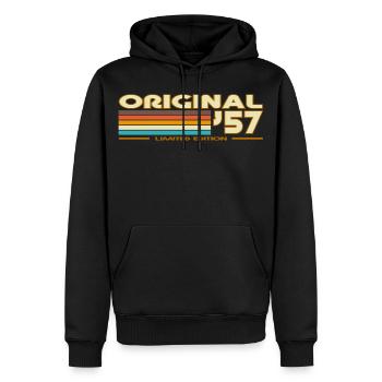 Retro Stripes 70er Original 57 - Männer Premium Bio Hoodie - Schwarz - Vorne - Nico (187cm)