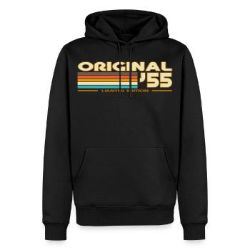 Originale 55er Retro-Streifen - Männer Premium Bio Hoodie - Schwarz - Vorne - Nico (187cm)