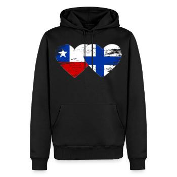Chile Finnland Flagge Herz - Männer Premium Bio Hoodie - Schwarz - Vorne - Nico (187cm)