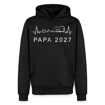 Papa 2027 Herzschlag Schwangerschaft Verkünden - Männer Premium Bio Hoodie - Schwarz - Vorne - Nico (187cm)