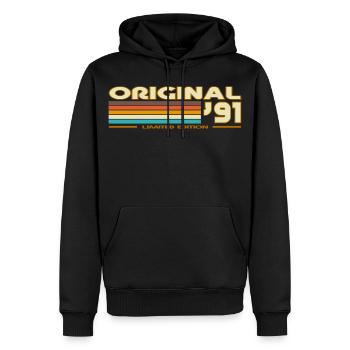 Original 91 Rayures Rétro - Sweat à capuche Premium bio Homme - noir - Devant - Nico (187cm)
