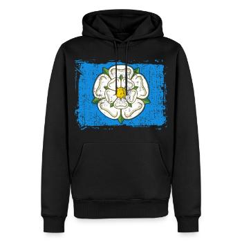 Yorkshire Rose Flag Nord de l’Angleterre Royaume-Uni - Sweat à capuche Premium bio Homme - noir - Devant - Nico (187cm)