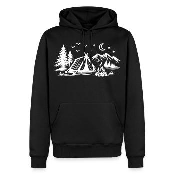 Tente de camping - Sweat à capuche Premium bio Homme - noir - Devant - Nico (187cm)
