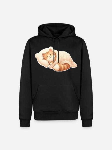 Le chat dort - Sweat à capuche Premium bio Homme - noir