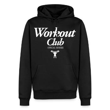 Workout Club - Men’s Premium Organic Hoodie - black - Front - Nico (187cm)
