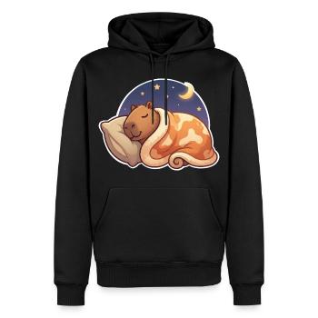 Capybara Sleeping - Men’s Premium Organic Hoodie - black - Front - Nico (187cm)