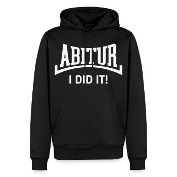 Abitur – I Did It! (Abiturient / Konkav / White) - Men’s Premium Organic Hoodie - black - Front - Nico (187cm)
