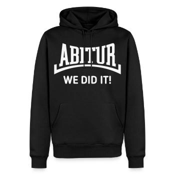 Abitur – We Did It! (Graduating Class / Concave / W) - Men’s Premium Organic Hoodie - black - Front - Nico (187cm)