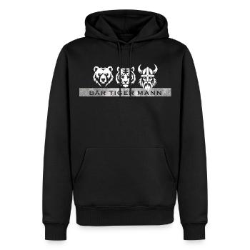 Bär Tiger Mann – Lustiger Bart Spruch Geschenk - Männer Premium Bio Hoodie - Schwarz - Vorne - Nico (187cm)
