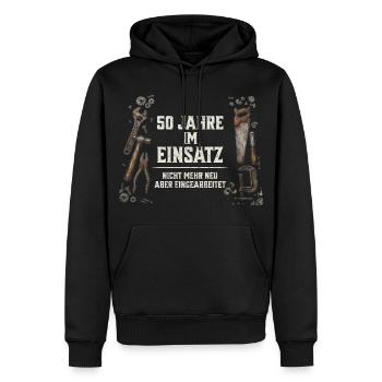 50. Geburtstag Handwerker Geschenk Werkzeug Spruch - Männer Premium Bio Hoodie - Schwarz - Vorne - Nico (187cm)