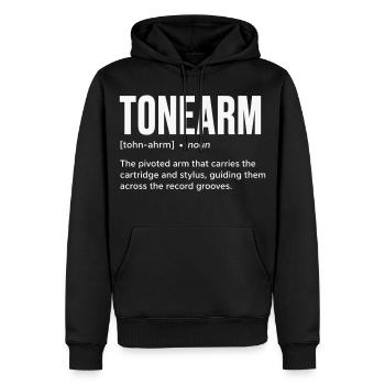 Anatomie du son : Définition du bras de lecture - Sweat à capuche Premium bio Homme - noir - Devant - Nico (187cm)
