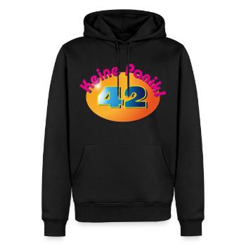 Don't panic! 42 - Men’s Premium Organic Hoodie - black - Front - Nico (187cm)
