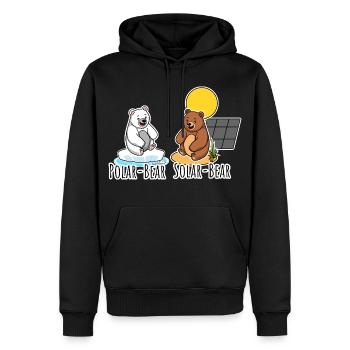 Polar Bär und Solar Bär - Bären Solar PV Anlage - Männer Premium Bio Hoodie - Schwarz - Vorne - Nico (187cm)
