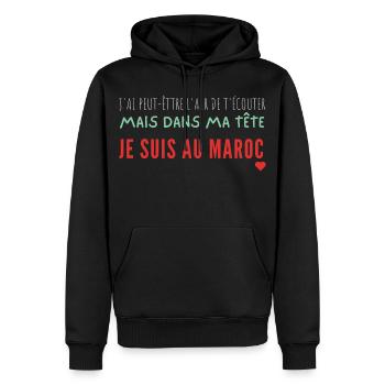 j'ai peutêtre l'air de t'écouter mais  - Sweat à capuche Premium bio Homme - noir - Devant - Nico (187cm)