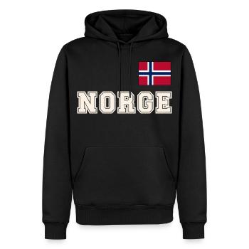 NORWEGN - NORGE Trikot Look - Flagge auf der Brust - Männer Premium Bio Hoodie - Schwarz - Vorne - Nico (187cm)