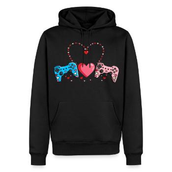 Retro Herz Valentinstag Design Liebe - Männer Premium Bio Hoodie - Schwarz - Vorne - Nico (187cm)