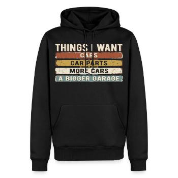 Humour Voiture Garage Vintage | Cadeau Mecano - Sweat à capuche Premium bio Homme - noir - Devant - Nico (187cm)