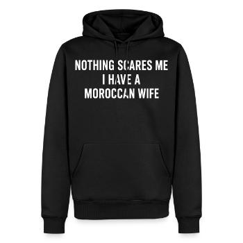Femme Marocaine Humour Mariage Homme Cadeau - Sweat à capuche Premium bio Homme - noir - Devant - Nico (187cm)
