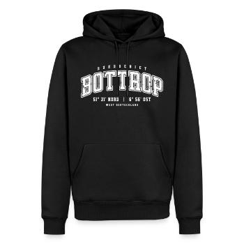 Bottrop Koordinaten Design–Ruhrgebiet College Stil - Männer Premium Bio Hoodie - Schwarz - Vorne - Nico (187cm)