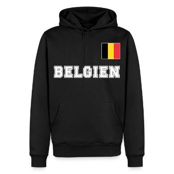 BELGIEN Trikot Look - Nationalflagge Fahne Flagge - Männer Premium Bio Hoodie - Schwarz - Vorne - Nico (187cm)