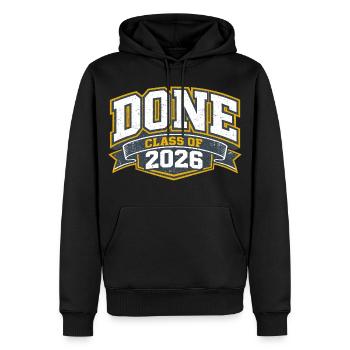 Diplôme 2026 Université École Cadeau Humour - Sweat à capuche Premium bio Homme - noir - Devant - Nico (187cm)