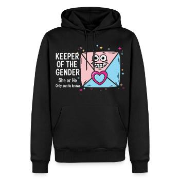 Révélation du sexe : Gardien du genre - Sweat à capuche Premium bio Homme - noir - Devant - Nico (187cm)