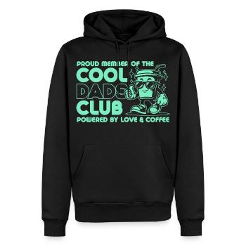 Club des papas cool - Cadeau de fête des pères papa papa - Sweat à capuche Premium bio Homme - noir - Devant - Nico (187cm)