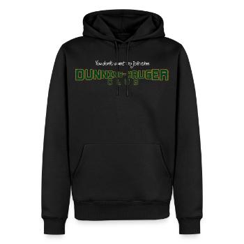 T-shirt Dunning Kruger Club pour tissus foncés - Sweat à capuche Premium bio Homme - noir - Devant - Nico (187cm)