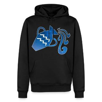 Verseau et univers - Sweat à capuche Premium bio Homme - noir - Devant - Nico (187cm)