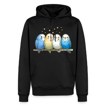Groupe de perruches ondulées - Sweat à capuche Premium bio Homme - noir - Devant - Nico (187cm)