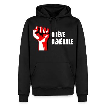 Poing Levé Manif Syndicaliste En grève Générale - Sweat à capuche Premium bio Homme - noir - Devant - Nico (187cm)
