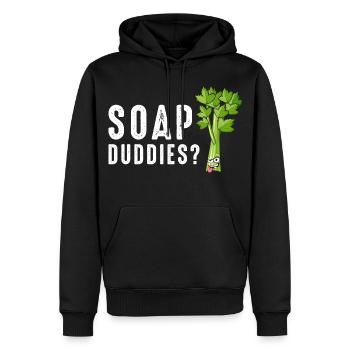 Soap Buddies Céleri rient - Sweat à capuche Premium bio Homme - noir - Devant - Nico (187cm)