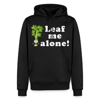 Leaf Me Alone Celery Pun Tee - Men’s Premium Organic Hoodie - black - Front - Nico (187cm)
