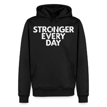 Plus fort chaque jour - Sweat à capuche Premium bio Homme - noir - Devant - Nico (187cm)