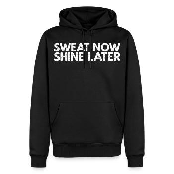 La sueur brille plus tard - Sweat à capuche Premium bio Homme - noir - Devant - Nico (187cm)