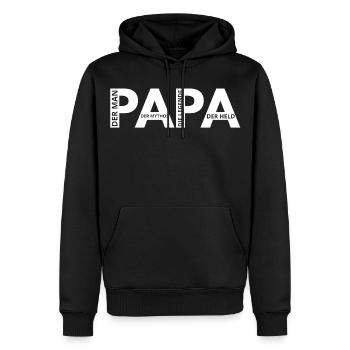 PAPA - Men’s Premium Organic Hoodie - black - Front - Nico (187cm)