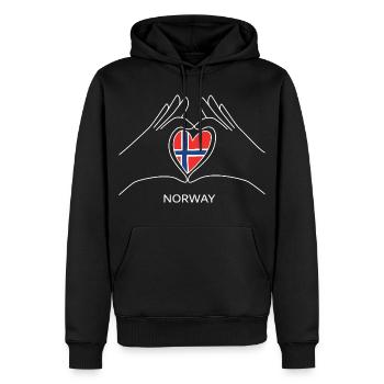 Cœur de fan norvégien avec drapeau norvégien Norvège - Sweat à capuche Premium bio Homme - noir - Devant - Nico (187cm)