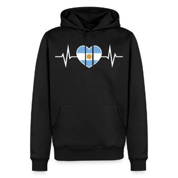Argentinien Herzschlag EKG Liebe Argentinien-Fan - Männer Premium Bio Hoodie - Schwarz - Vorne - Nico (187cm)