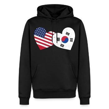 Südkorea und US-Flagge Amerikanisch Koreanisch - Männer Premium Bio Hoodie - Schwarz - Vorne - Nico (187cm)