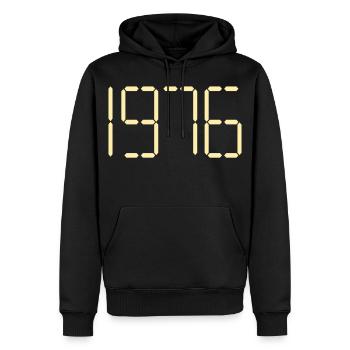 Année d’anniversaire numérique 1976 - Sweat à capuche Premium bio Homme - noir - Devant - Nico (187cm)
