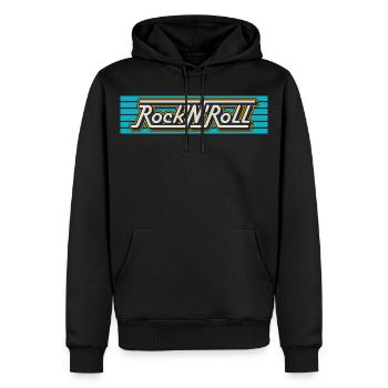 Rock'N'Roll Retro-Typografie-Logo - Männer Premium Bio Hoodie - Schwarz - Vorne - Nico (187cm)